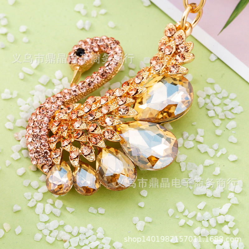 Wholesale Crystal Swan Creative Diamond Inlaid Alloy Keychains